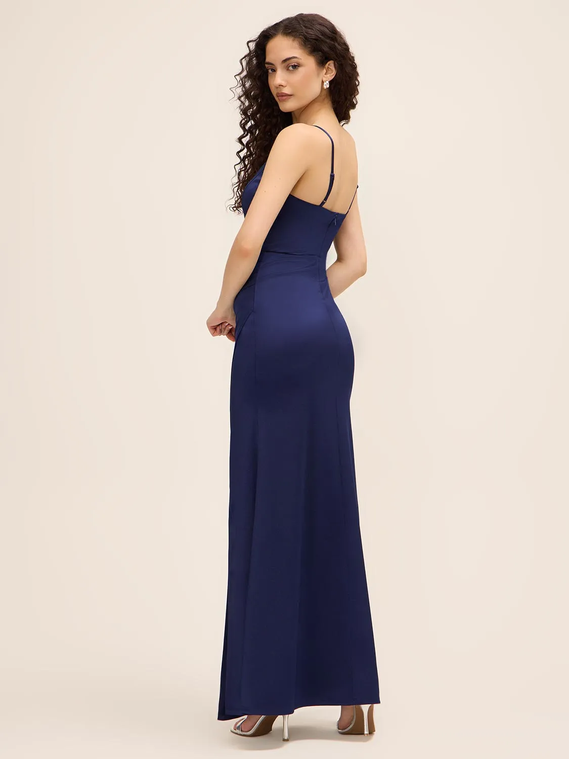 Round Neck Satin Gown sold by Suzy Shier product image thumbnail 4