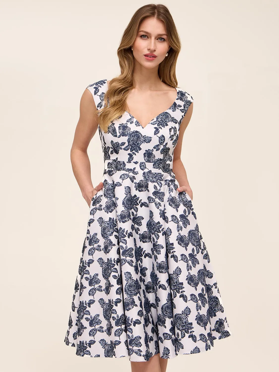 Sweetheart Jacquard Floral Midi Dress sold by Suzy Shier
