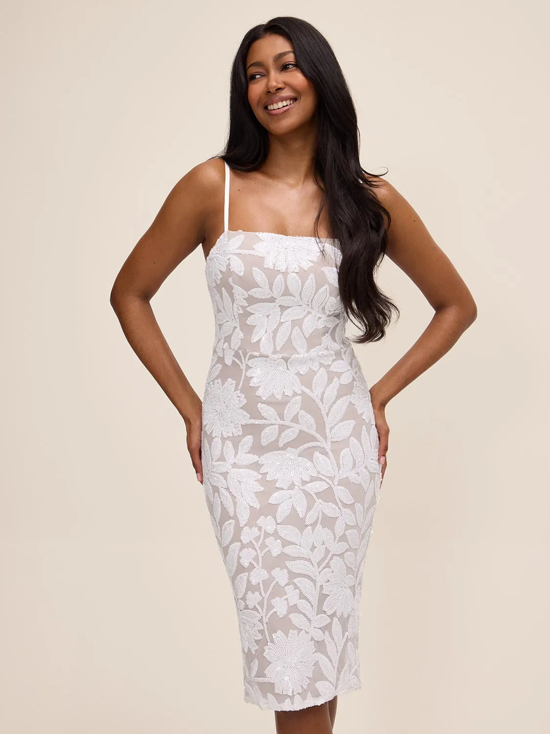 Sequin Floral Midi Dress sold by Suzy Shier product image thumbnail 2