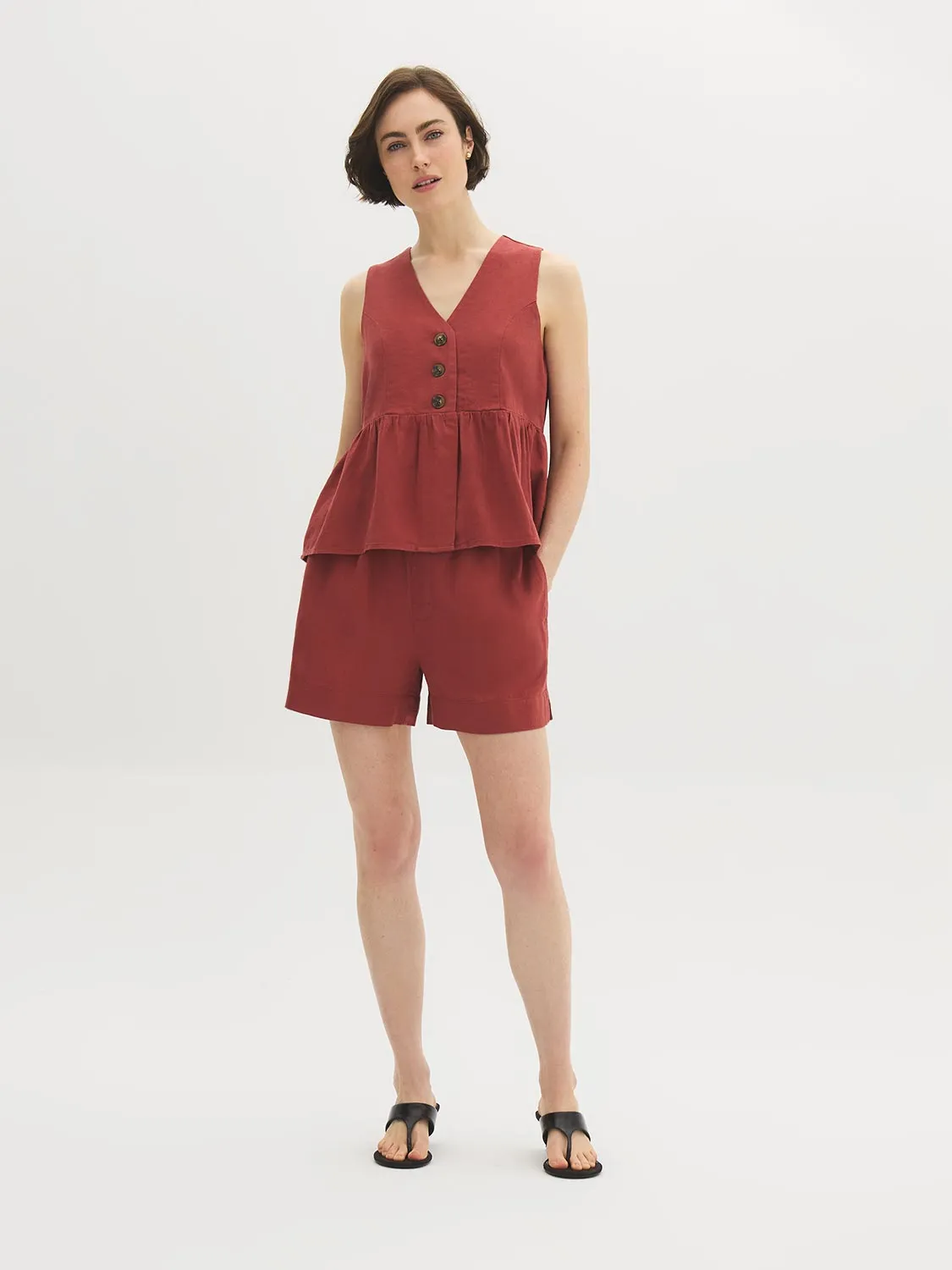 Linen-Blend Shorts sold by Suzy Shier