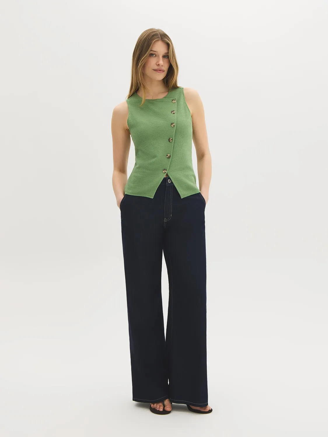 Asymmetrical Button-Front Top sold by Suzy Shier product image thumbnail 2