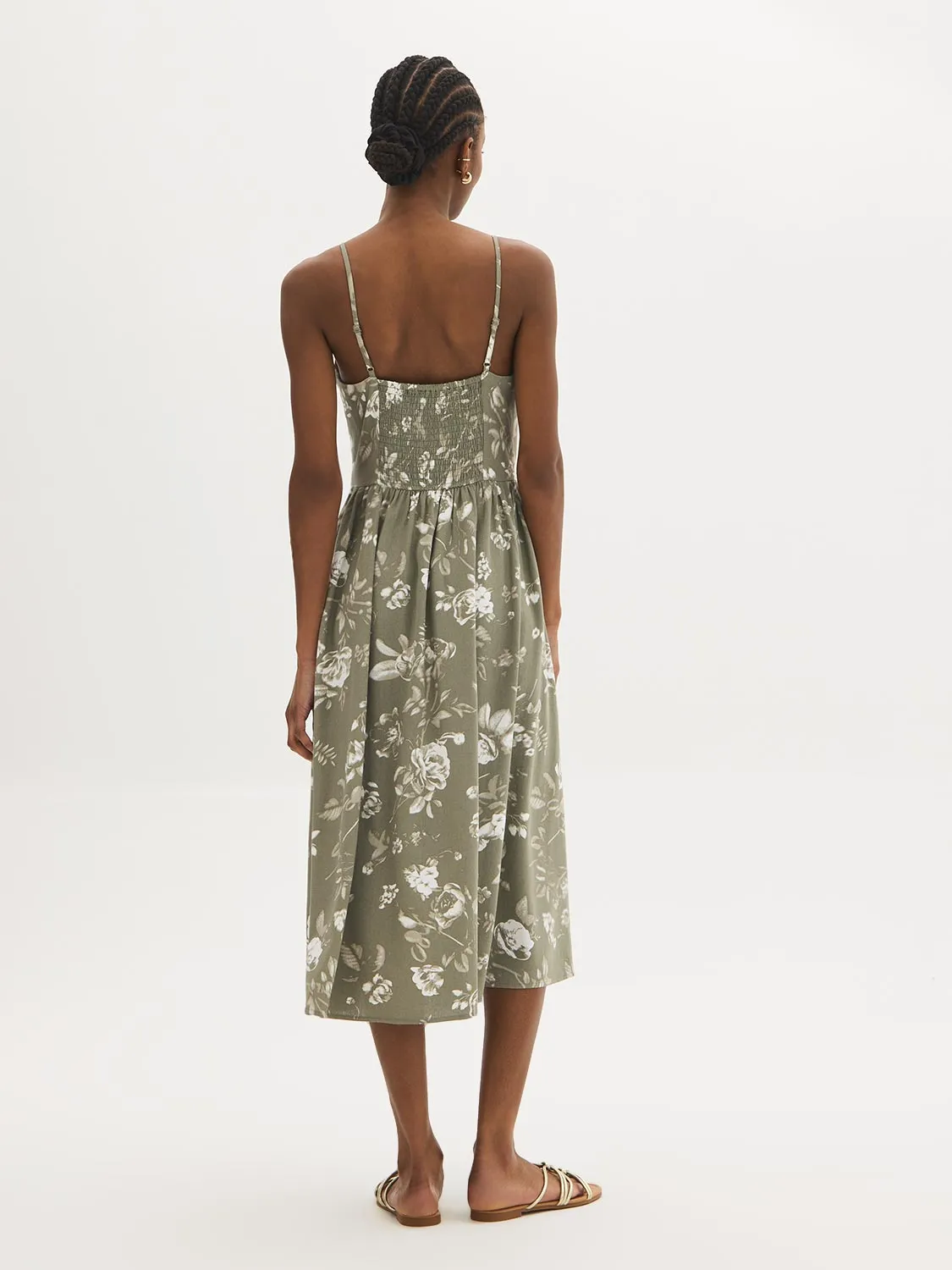 Linen-Blend Floral Midi Dress sold by Suzy Shier product image thumbnail 4