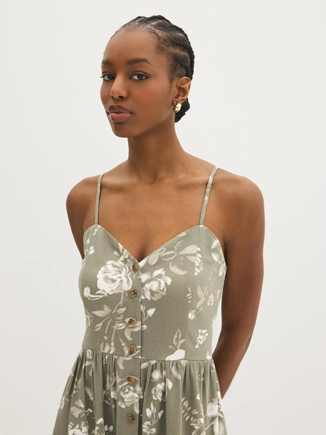 Linen-Blend Floral Midi Dress sold by Suzy Shier product image thumbnail 2
