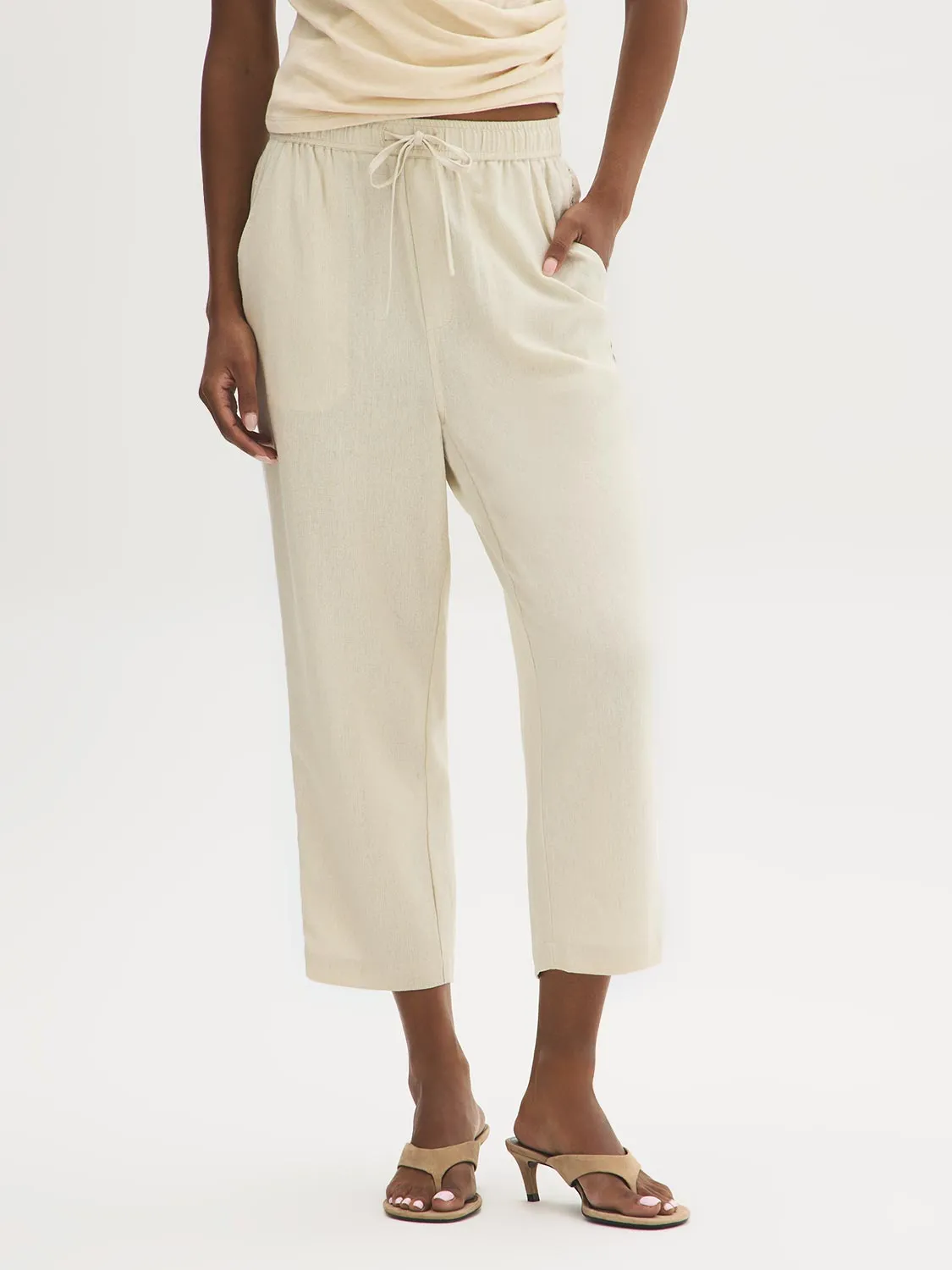 Linen-Blend Crochet Capri Pants sold by Suzy Shier product image thumbnail 2