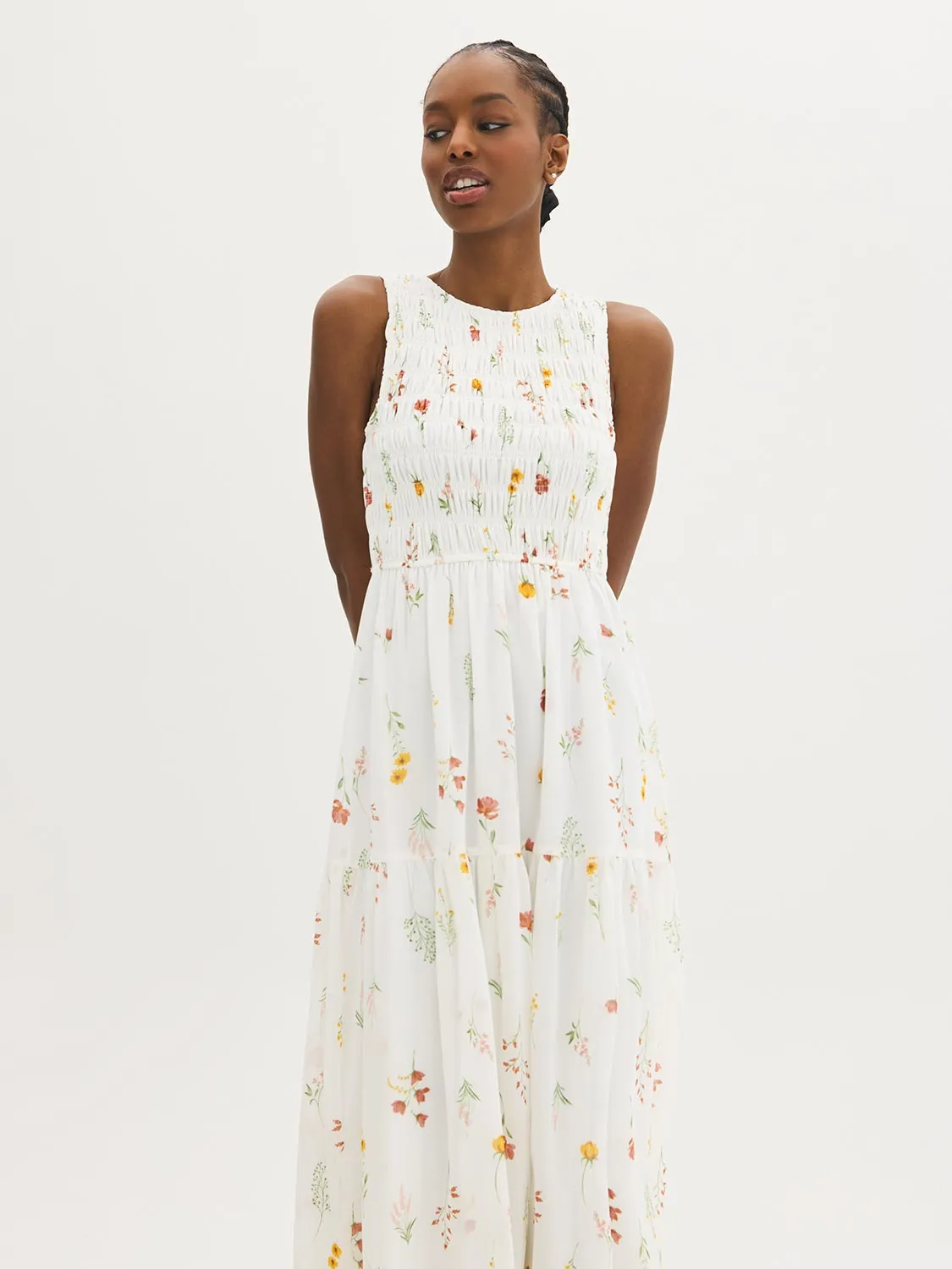 Floral Smocked Midi Dress sold by Suzy Shier product image thumbnail 3