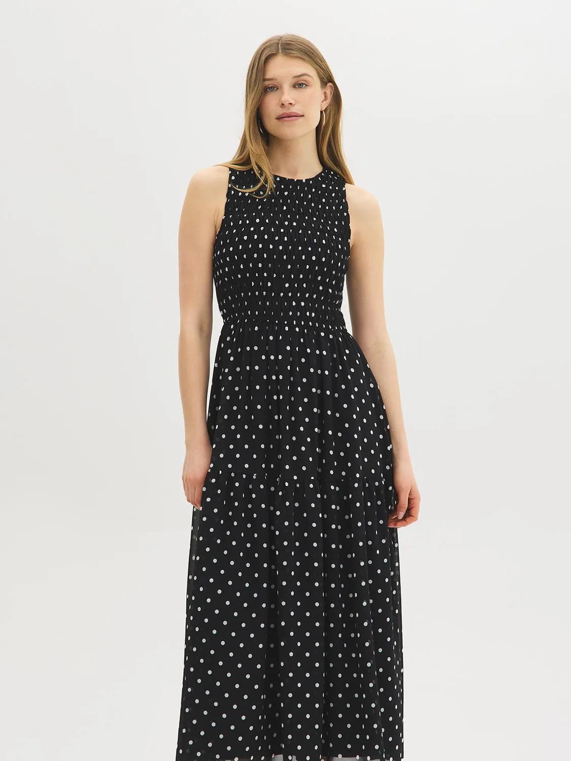 Polka Dot Smocked Midi Dress sold by Suzy Shier product image thumbnail 3