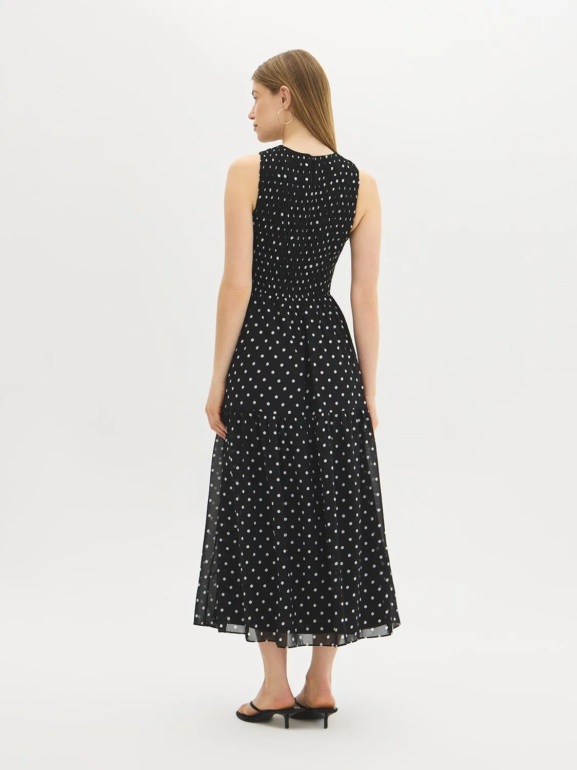 Polka Dot Smocked Midi Dress sold by Suzy Shier product image thumbnail 4