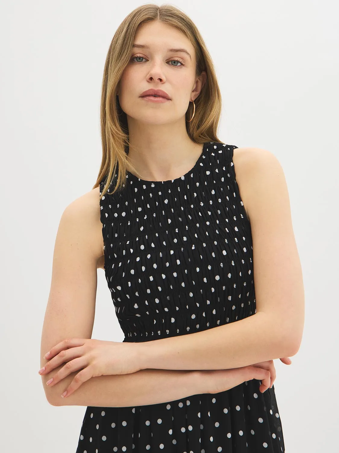 Polka Dot Smocked Midi Dress sold by Suzy Shier product image thumbnail 2