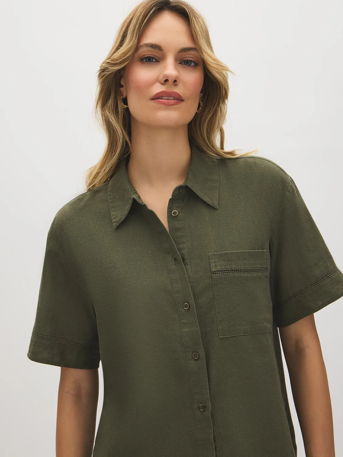 Linen-Blend Short Sleeve Blouse sold by Suzy Shier product image thumbnail 2