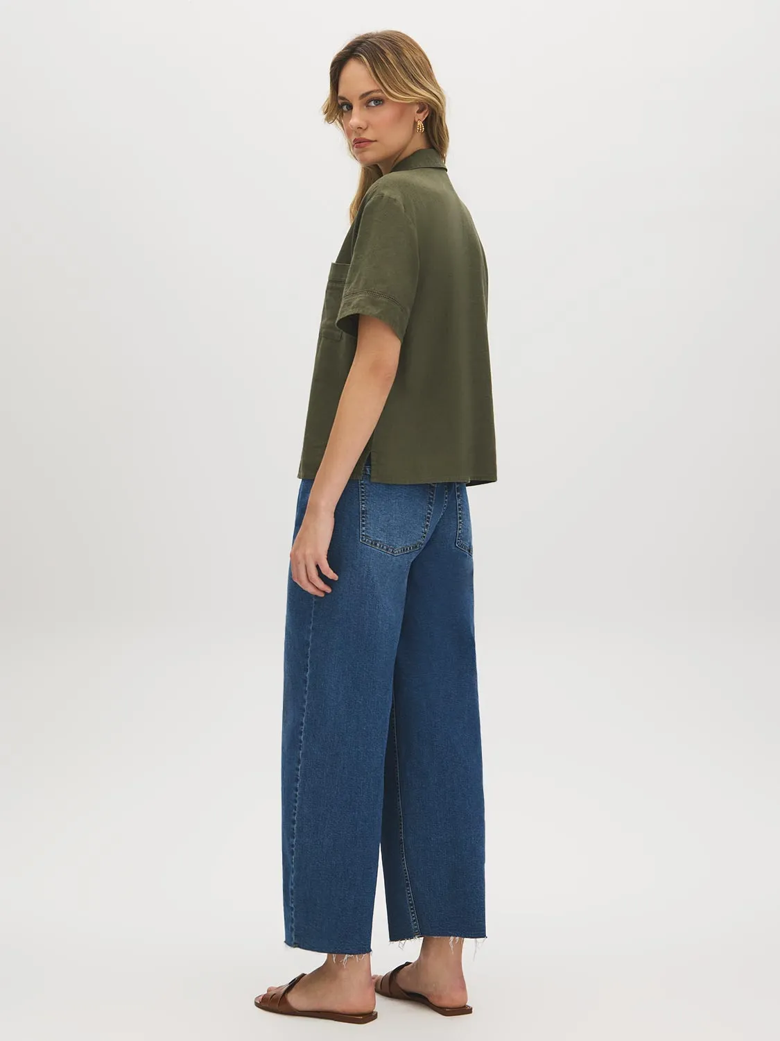 Linen-Blend Short Sleeve Blouse sold by Suzy Shier product image thumbnail 4