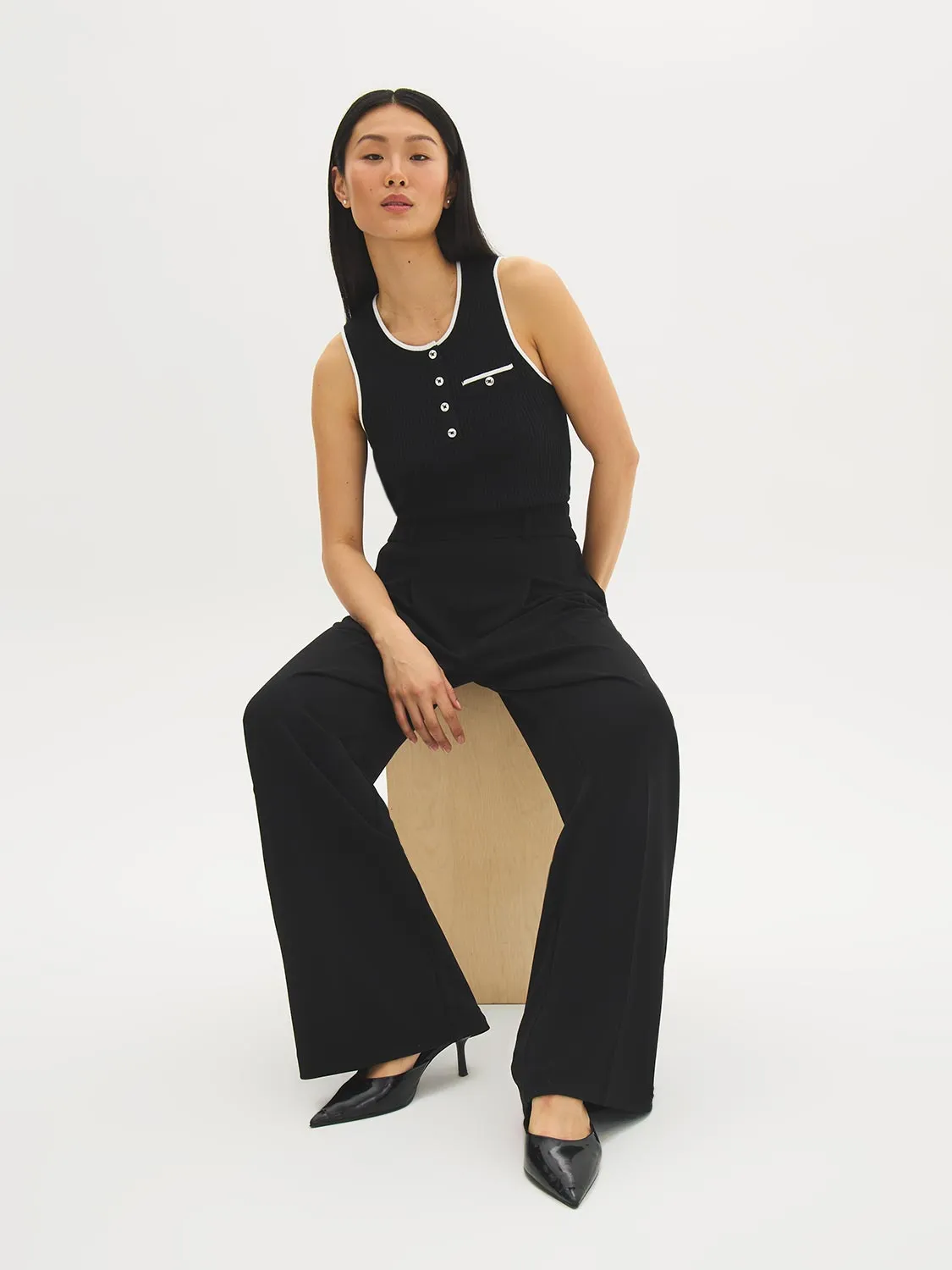 Sleeveless Button-Front Sweater Top sold by Suzy Shier product image thumbnail 4