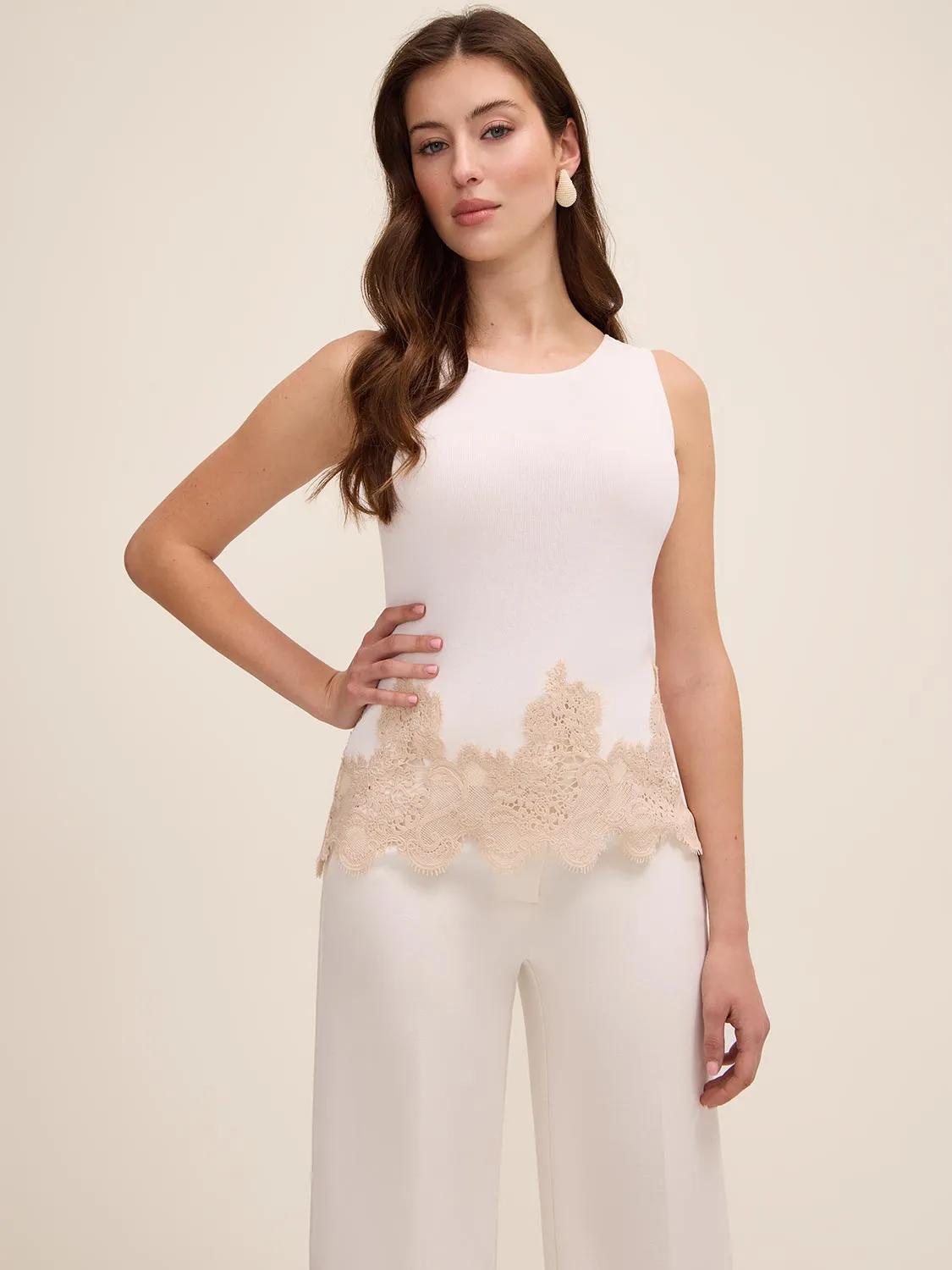 Sleeveless Sweater With Lace Trim sold by Suzy Shier product image thumbnail 2