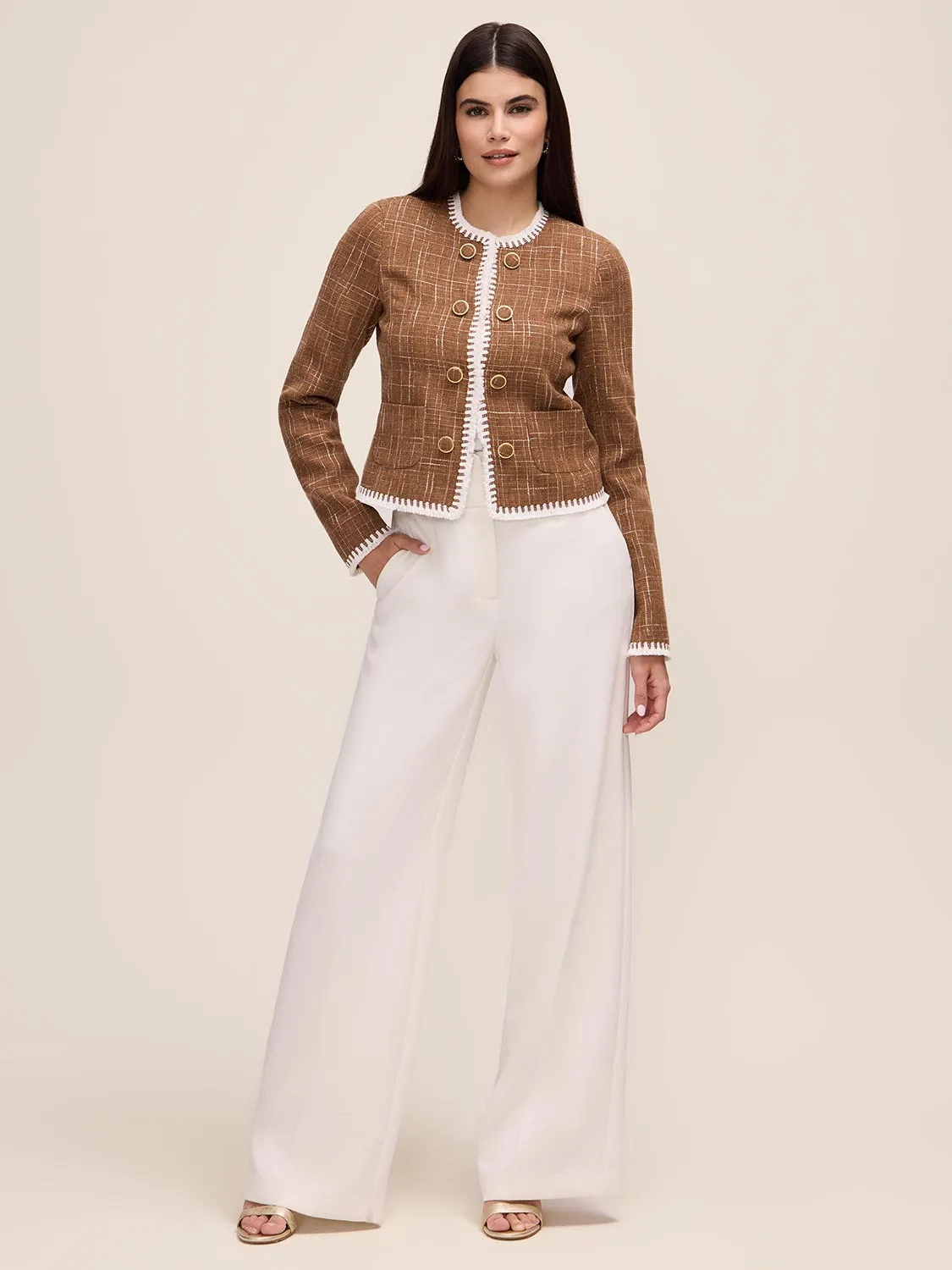 Crosshatch Blazer With Fringe Trim sold by Suzy Shier product image thumbnail 3