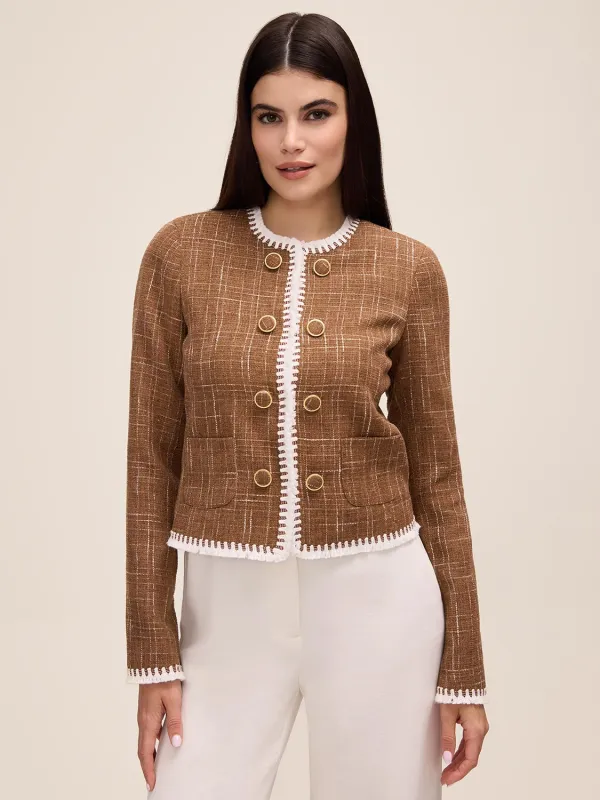 Crosshatch Blazer With Fringe Trim made by Suzy Shier