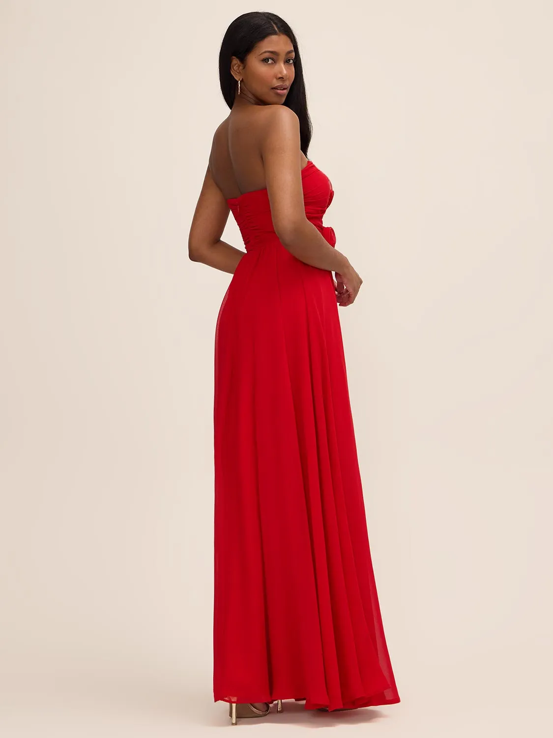 Strapless Chiffon Gown With Rosettes sold by Suzy Shier product image thumbnail 5