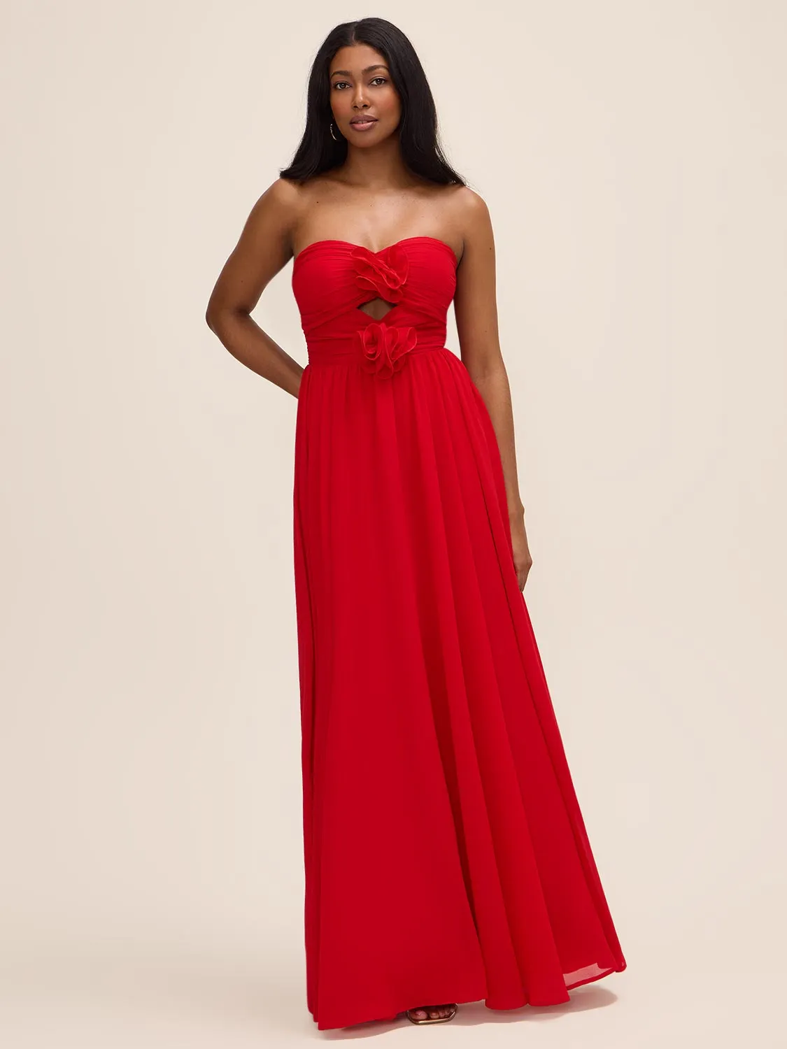 Strapless Chiffon Gown With Rosettes sold by Suzy Shier product image thumbnail 2