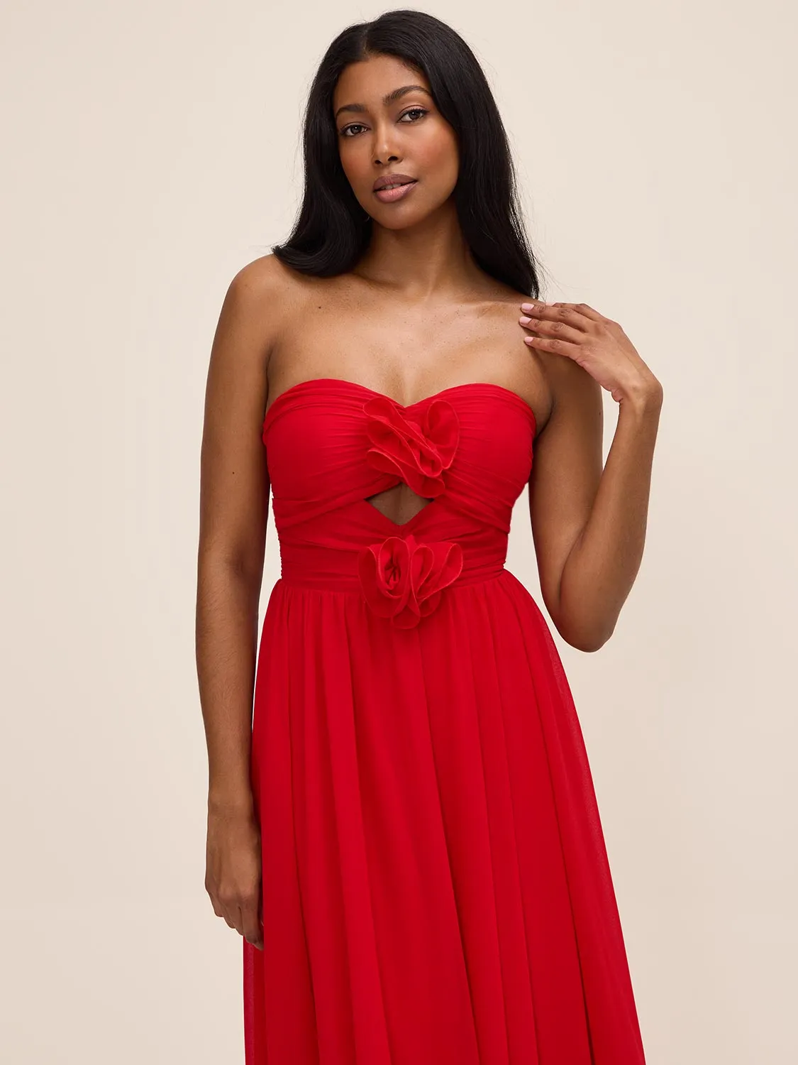 Strapless Chiffon Gown With Rosettes sold by Suzy Shier product image thumbnail 4