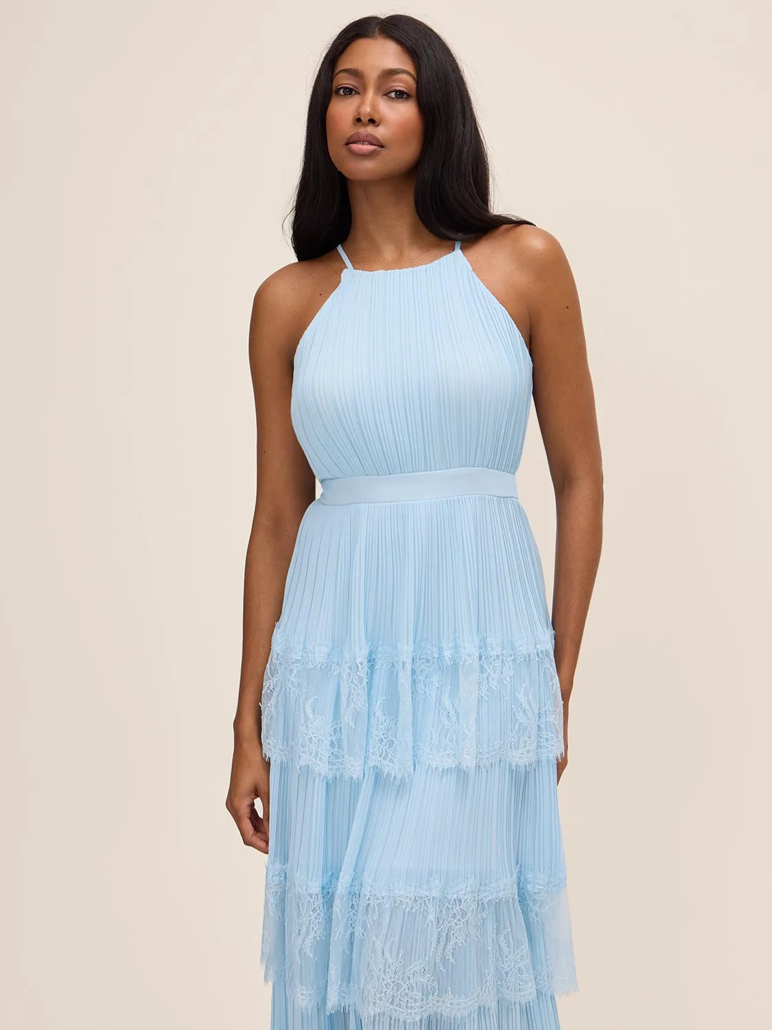 Pleated Chiffon Tiered Midi Dress sold by Suzy Shier product image thumbnail 3
