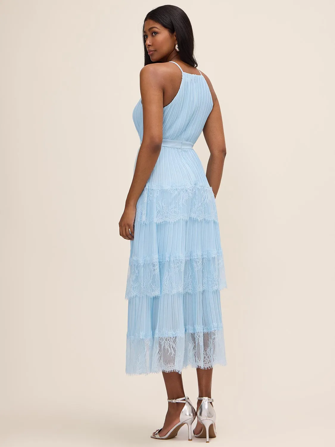 Pleated Chiffon Tiered Midi Dress sold by Suzy Shier product image thumbnail 2