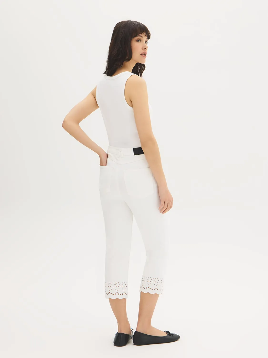 Cotton-Blend Eyelet Hem Capri Jeans sold by Suzy Shier product image thumbnail 5