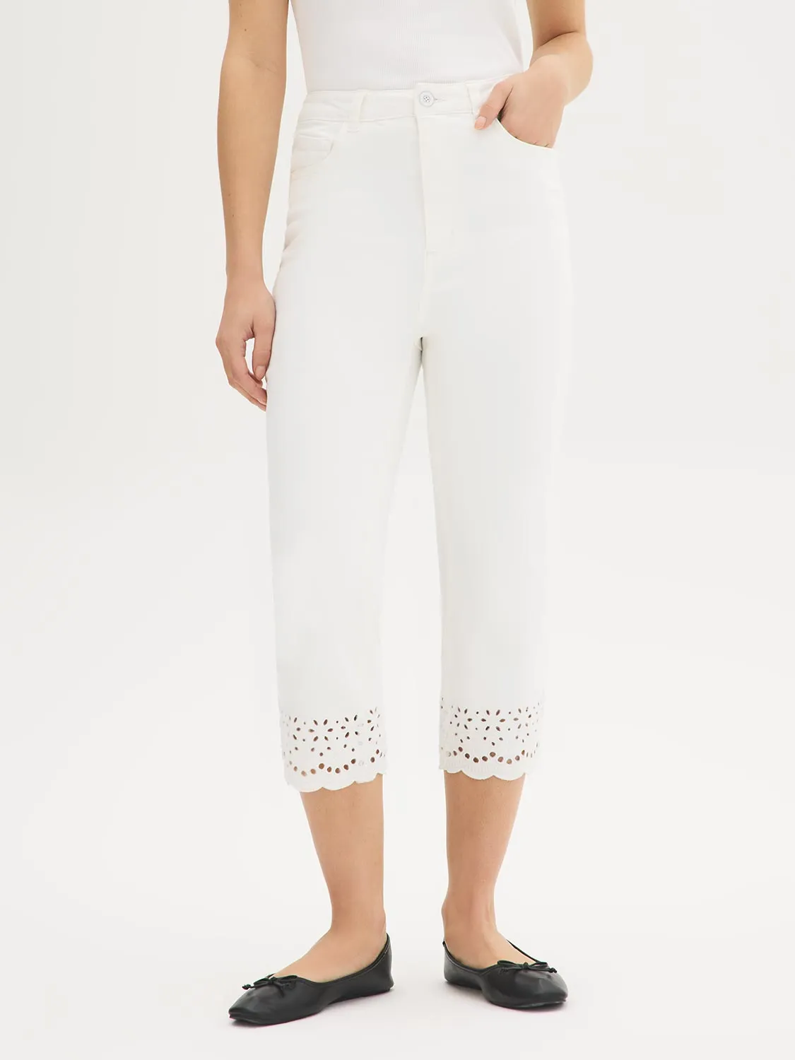 Cotton-Blend Eyelet Hem Capri Jeans sold by Suzy Shier product image thumbnail 2
