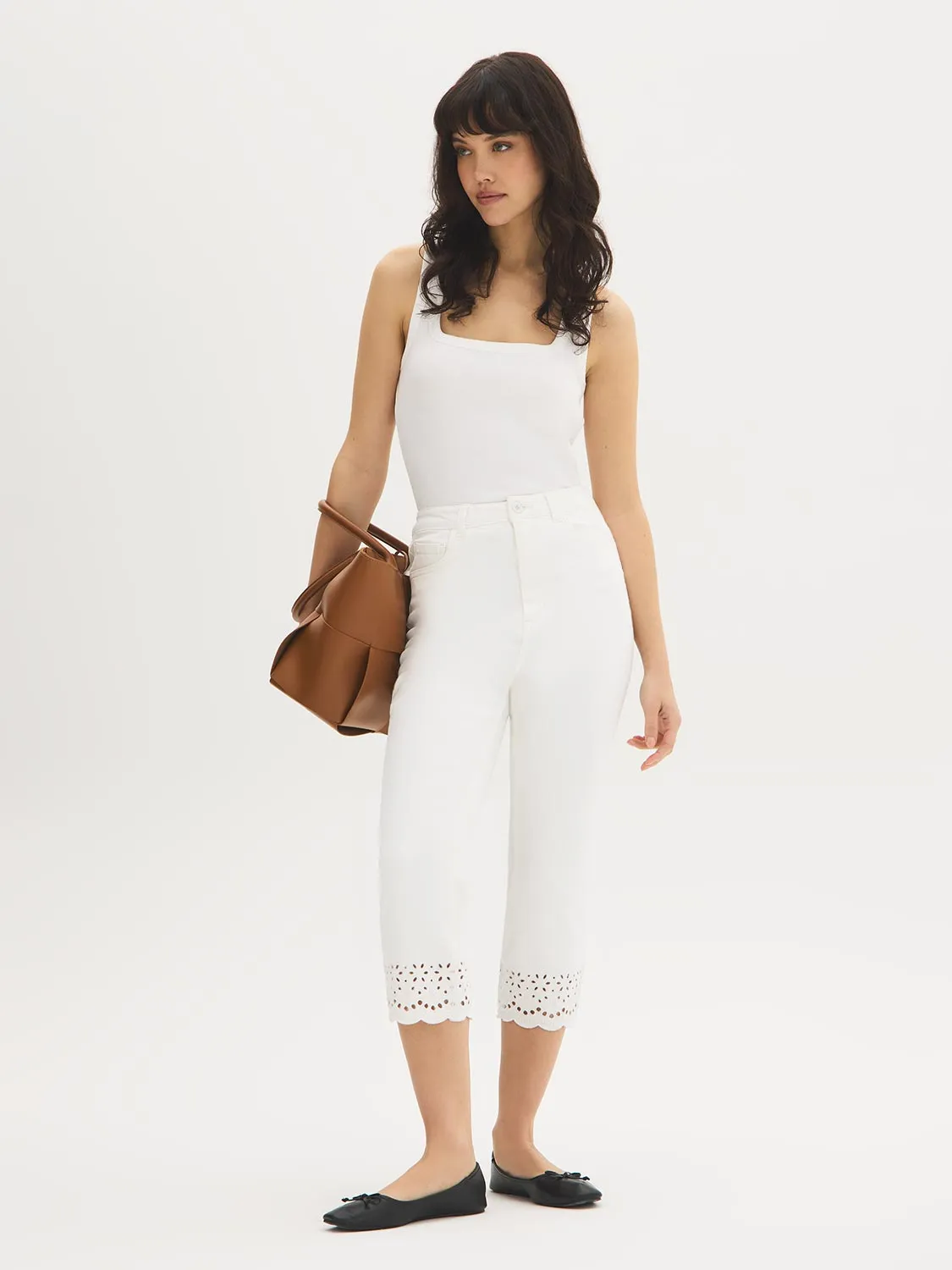 Cotton-Blend Eyelet Hem Capri Jeans sold by Suzy Shier product image thumbnail 3