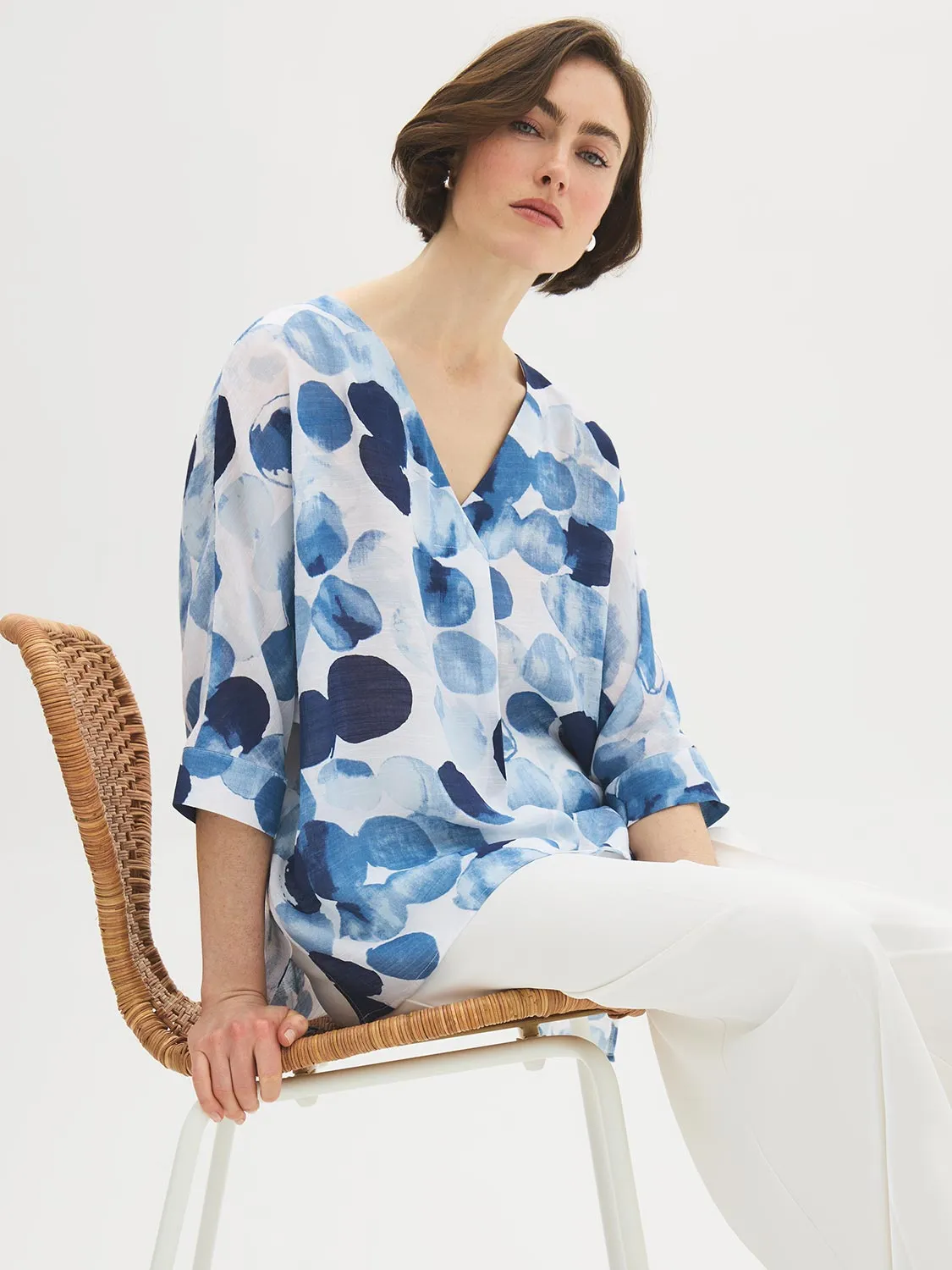 Printed 3/4 Sleeve V-Neck Blouse sold by Suzy Shier product image thumbnail 4