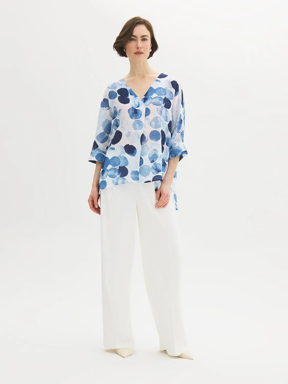 Printed 3/4 Sleeve V-Neck Blouse sold by Suzy Shier