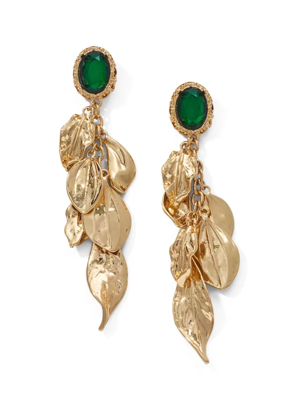 Gem Linear Leaf Earrings made by Suzy Shier