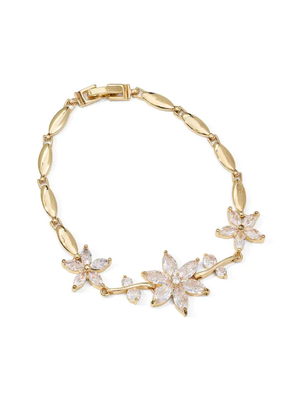 Crystal Flower Chain Bracelet made by Suzy Shier