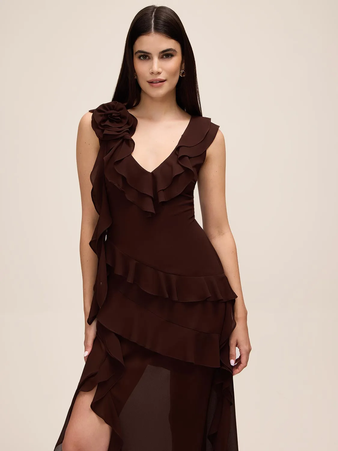 Tiered Chiffon Ruffle Gown sold by Suzy Shier product image thumbnail 3