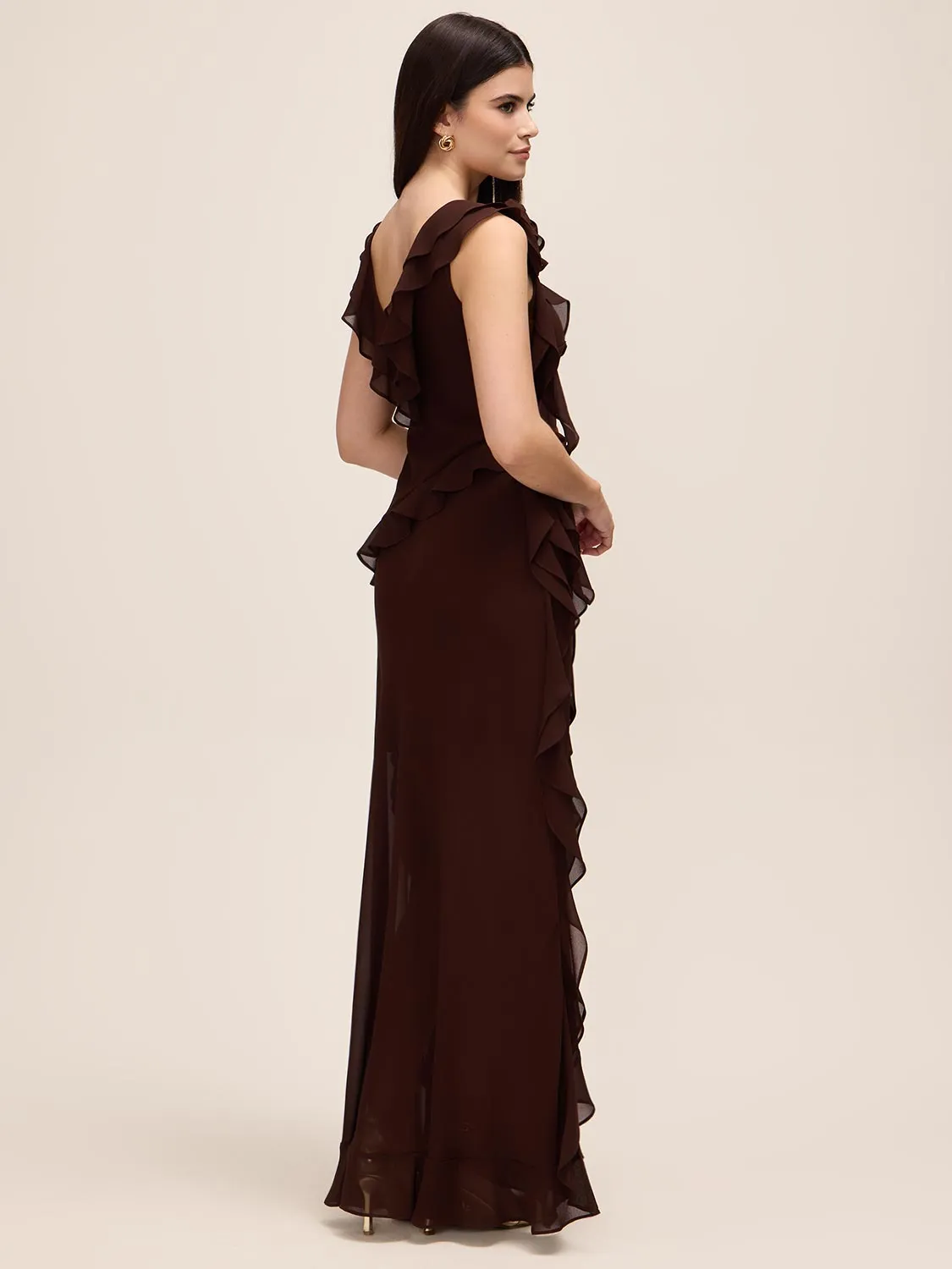 Tiered Chiffon Ruffle Gown sold by Suzy Shier product image thumbnail 4