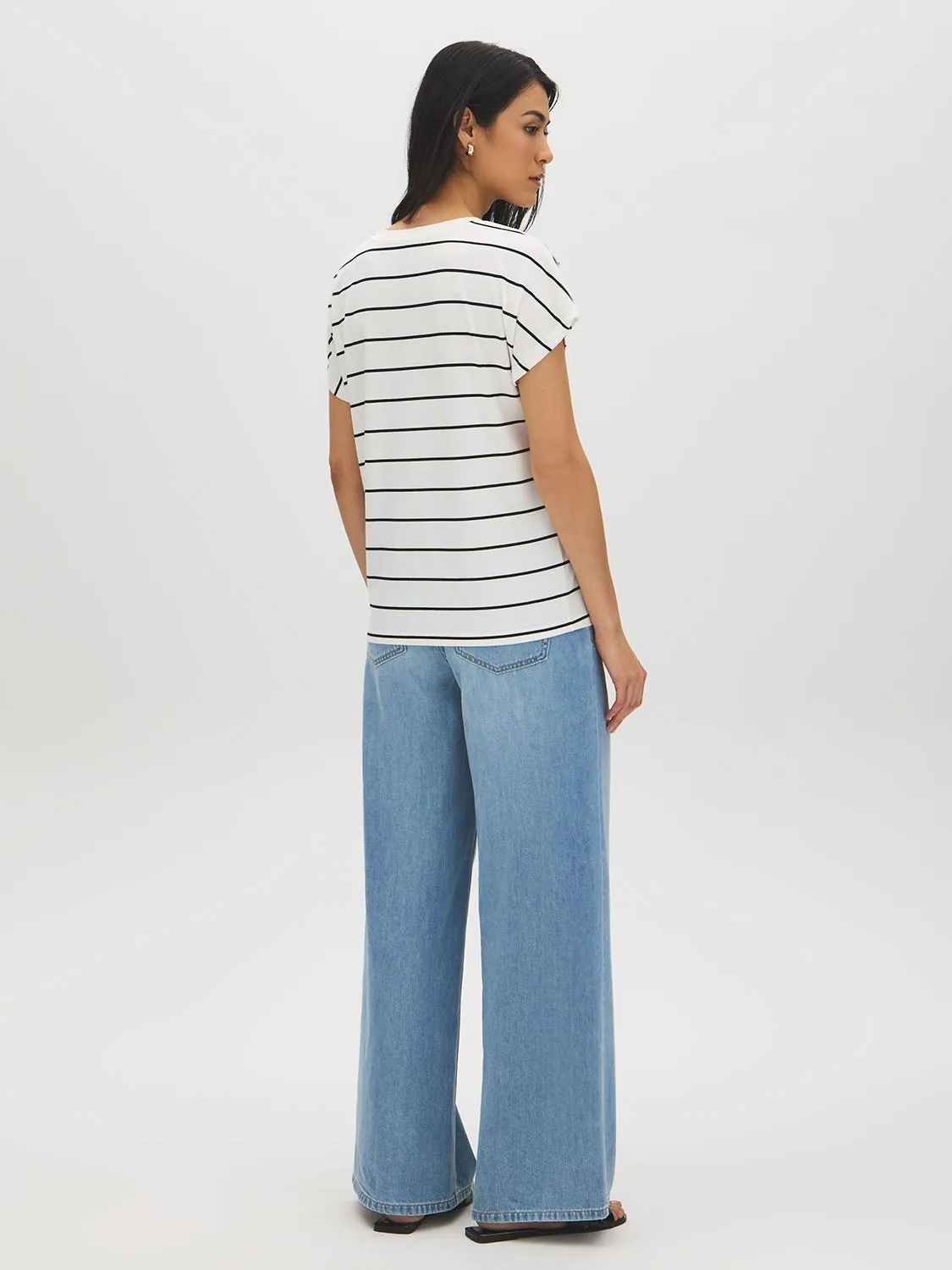 Striped V-Neck Dolman Sleeve T-Shirt sold by Suzy Shier product image thumbnail 4