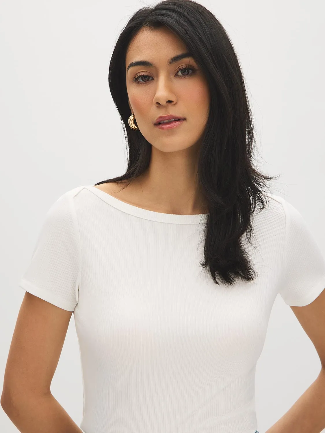 Cap Sleeve Boat Neck T-Shirt sold by Suzy Shier product image thumbnail 3