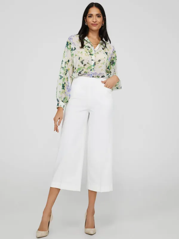 Pinstripe Gaucho Pants With Self Belt | Parallel