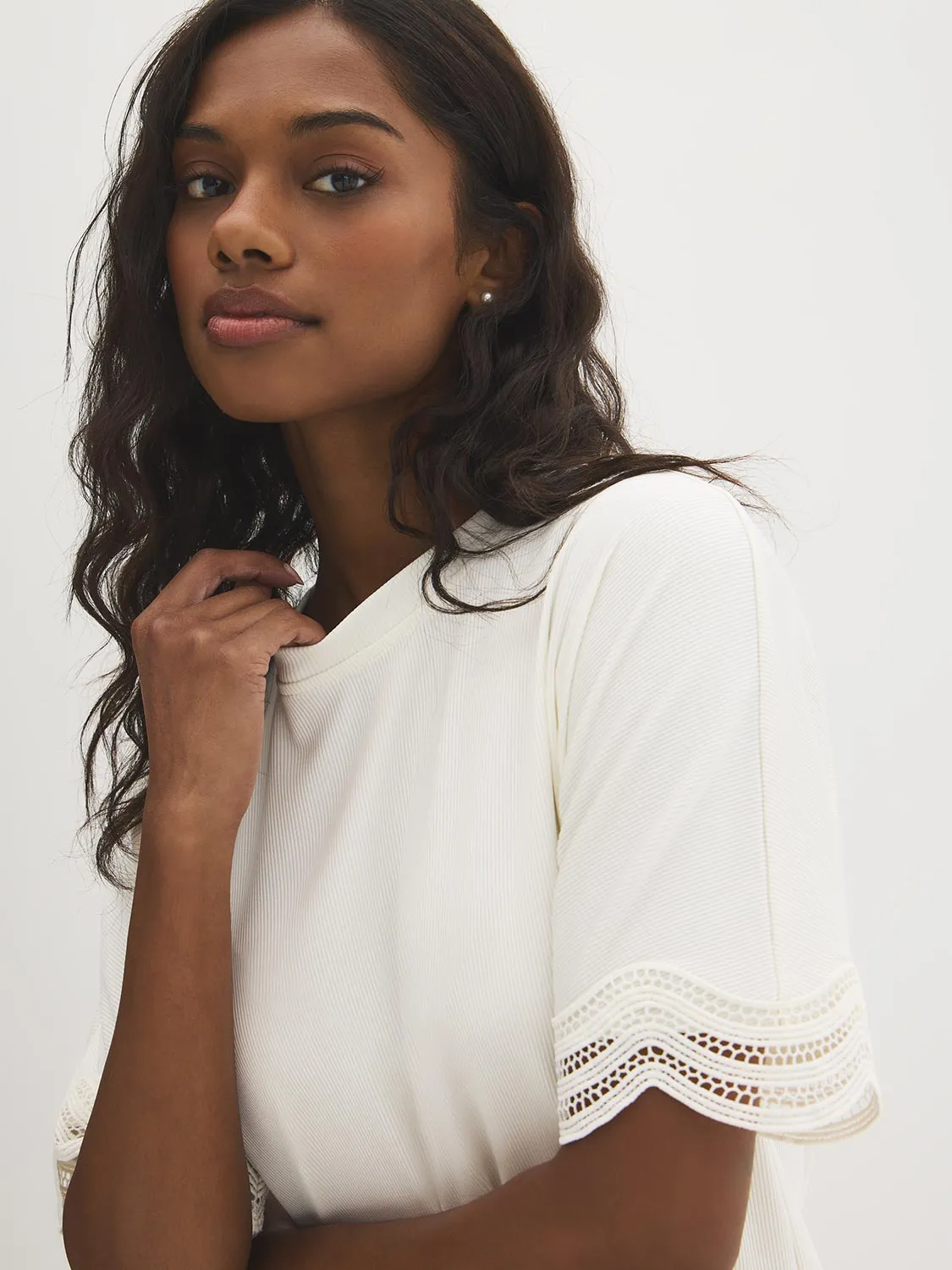 Lace Insert Dolman Sleeve Top sold by Suzy Shier product image thumbnail 3