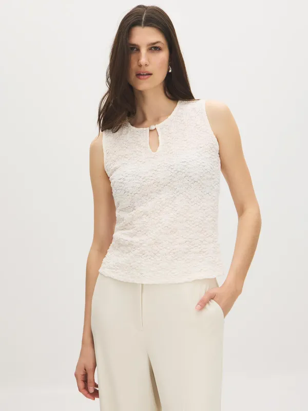 Sleeveless Bubble Lace Keyhole Tank made by Suzy Shier