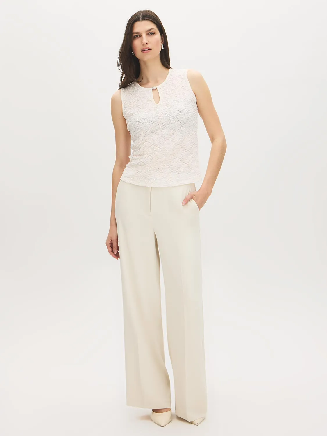 Sleeveless Bubble Lace Keyhole Tank sold by Suzy Shier product image thumbnail 3
