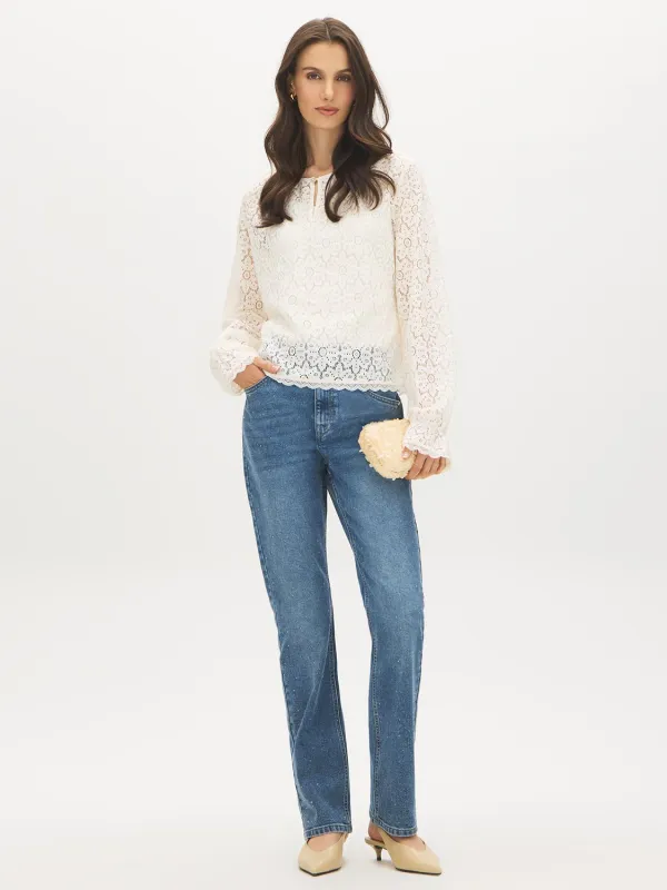 Rhinestone Straight Leg Jeans made by Suzy Shier