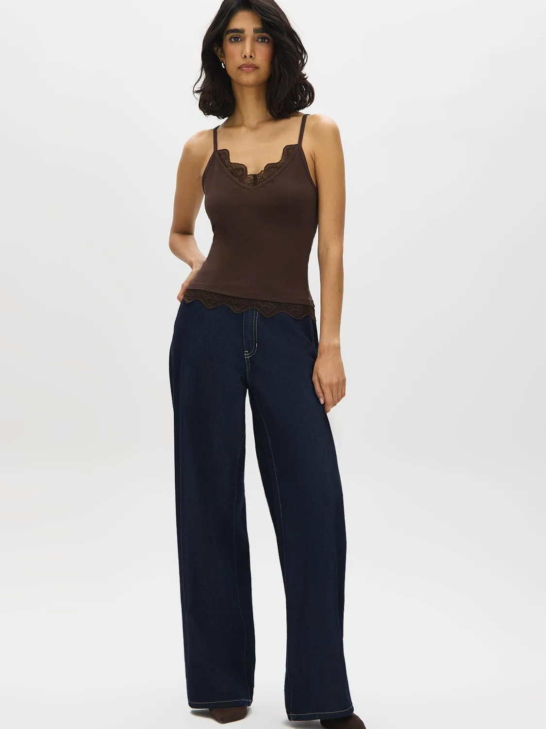 Lace Trim Spaghetti Strap Tank Top sold by Suzy Shier product image thumbnail 2