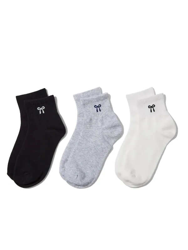 3-Pack Ankle Socks with Bow Detail made by Suzy Shier