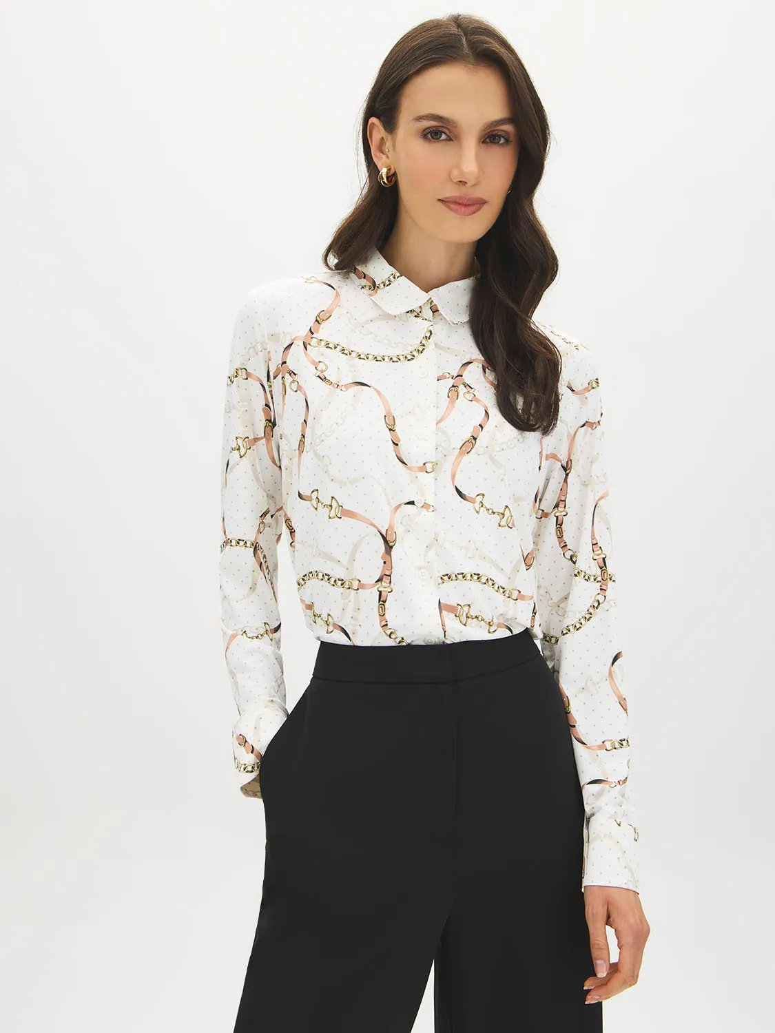 Chain Print Button-Up Blouse sold by Suzy Shier product image thumbnail 2