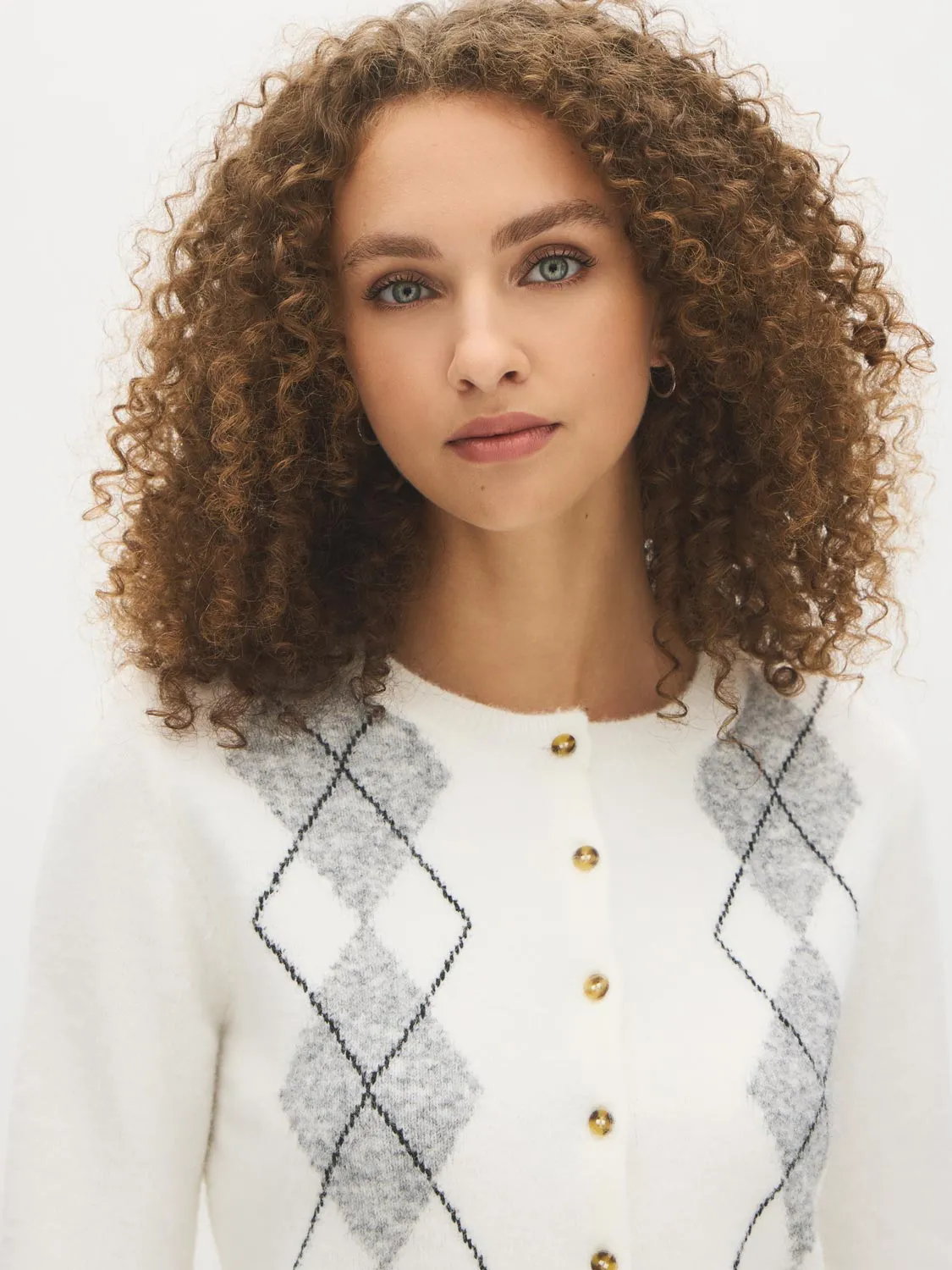 Argyle Crew Neck Cardigan sold by Suzy Shier product image thumbnail 2