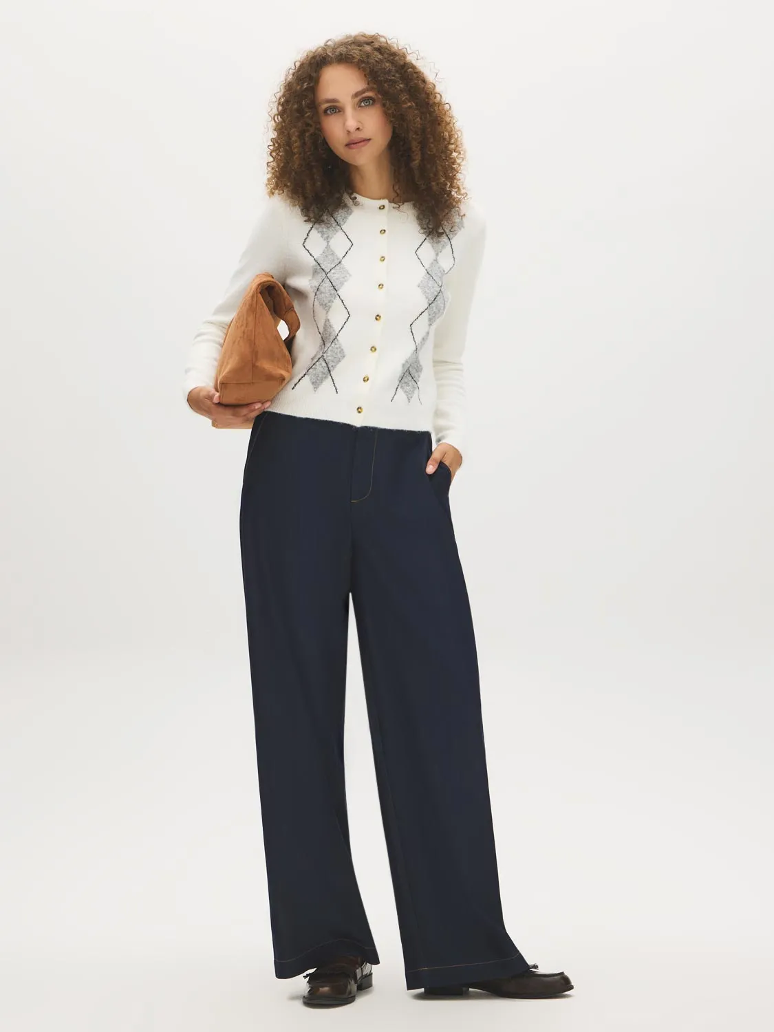 Argyle Crew Neck Cardigan sold by Suzy Shier product image thumbnail 3