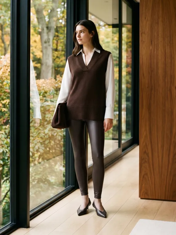 2-Fer Knit Top with Poplin Sleeves made by Suzy Shier