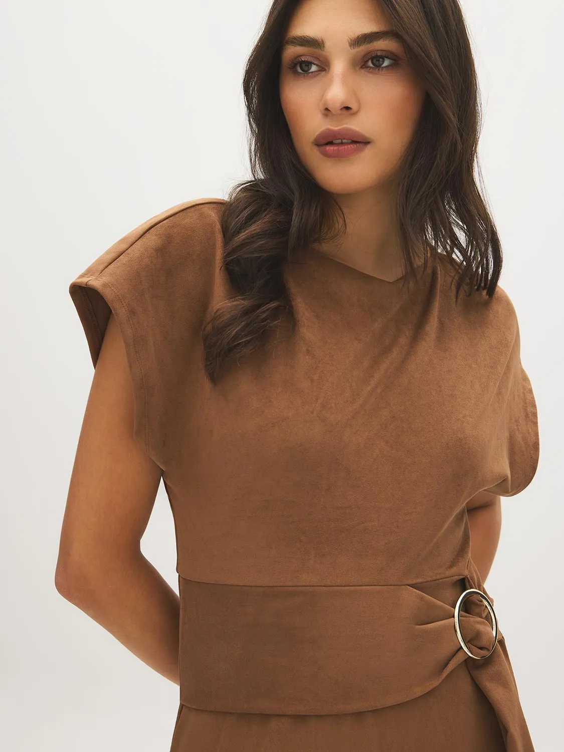 Faux Suede Midi Dress sold by Suzy Shier product image thumbnail 3