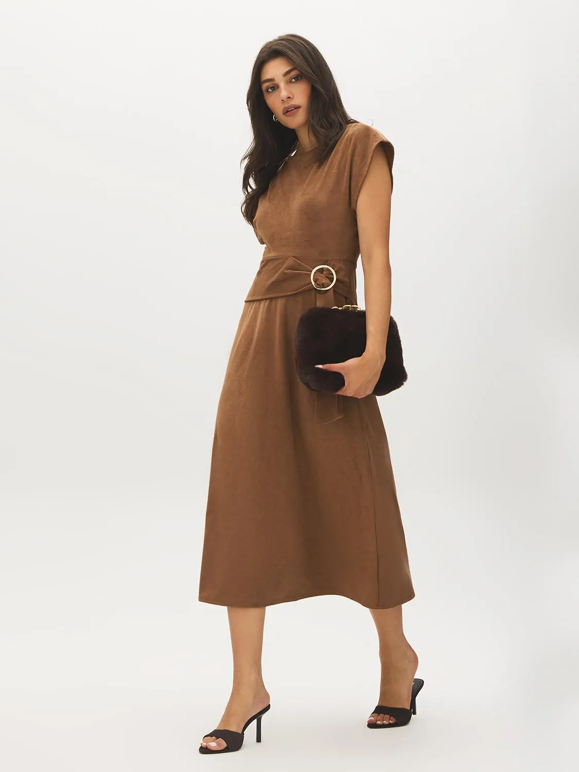 Faux Suede Midi Dress sold by Suzy Shier product image thumbnail 4
