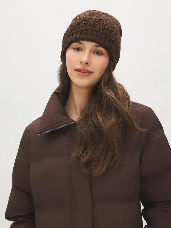 Cable Knit Melange Hat made by Suzy Shier
