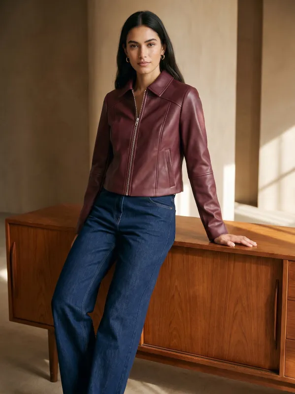 Faux Leather Cropped Jacket made by Suzy Shier