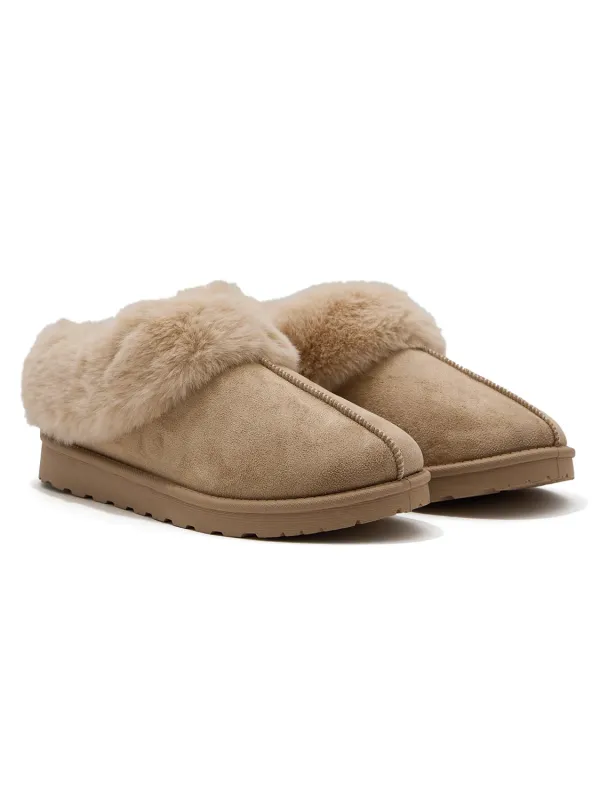 Faux Suede Slippers with Faux Fur Lining made by Suzy Shier